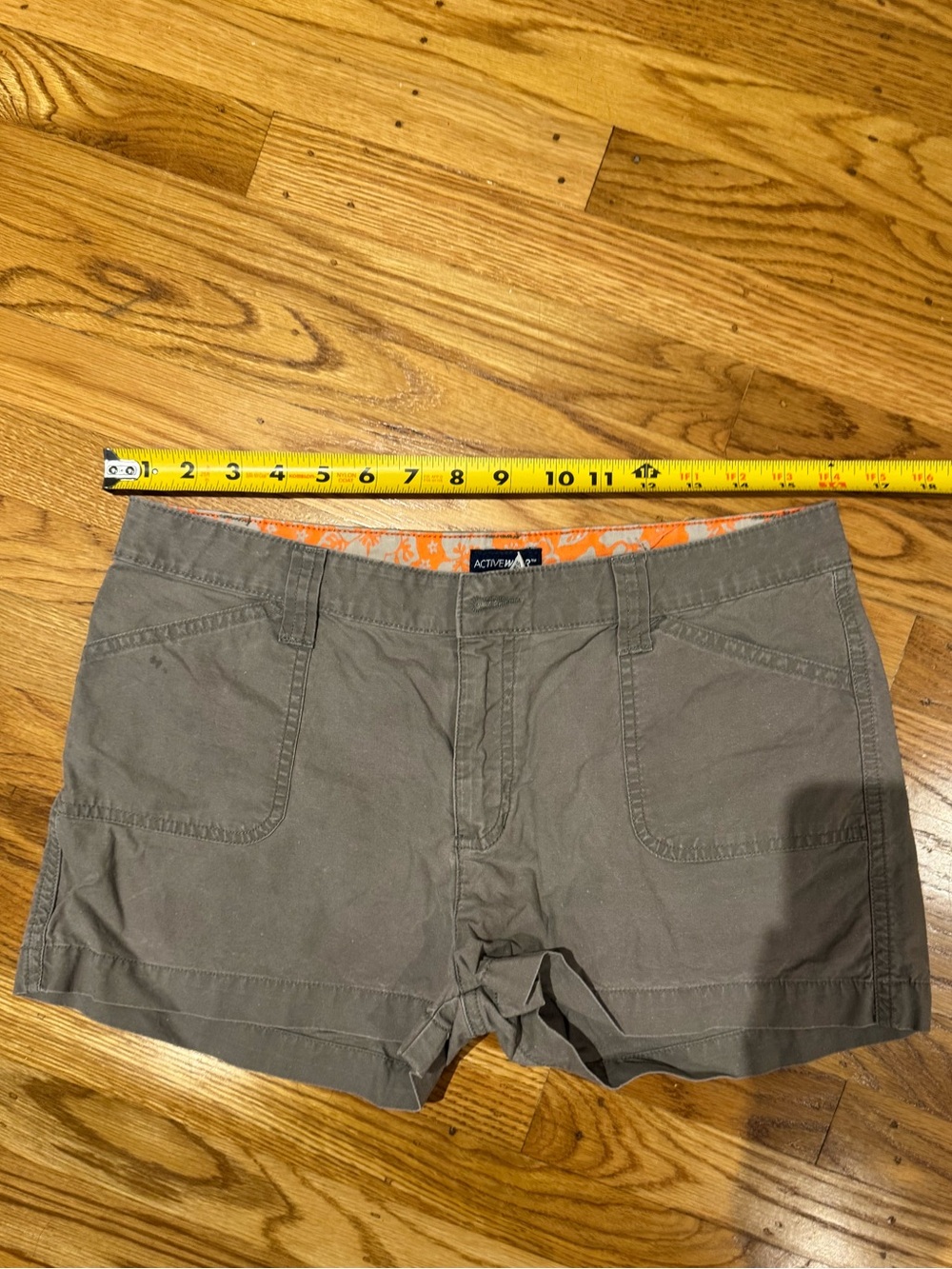 Active USA Olive-Taupe Women's Bermuda Shorts with Orange Waistband Accent